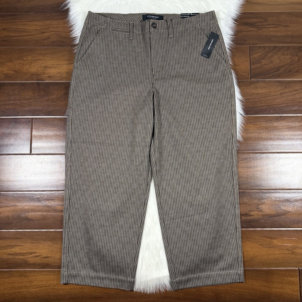 Liverpool Women's Size‎ 14 / 32 Petite Camel Sand Wide Leg Crop Trouser Pants